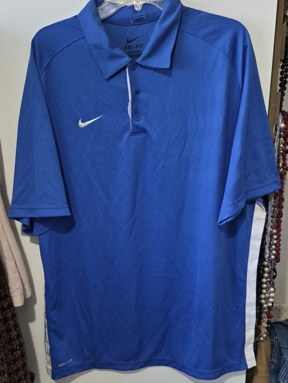 Nike Royal Blue Dri-FIT Golf Polo with White Trim Sz XL